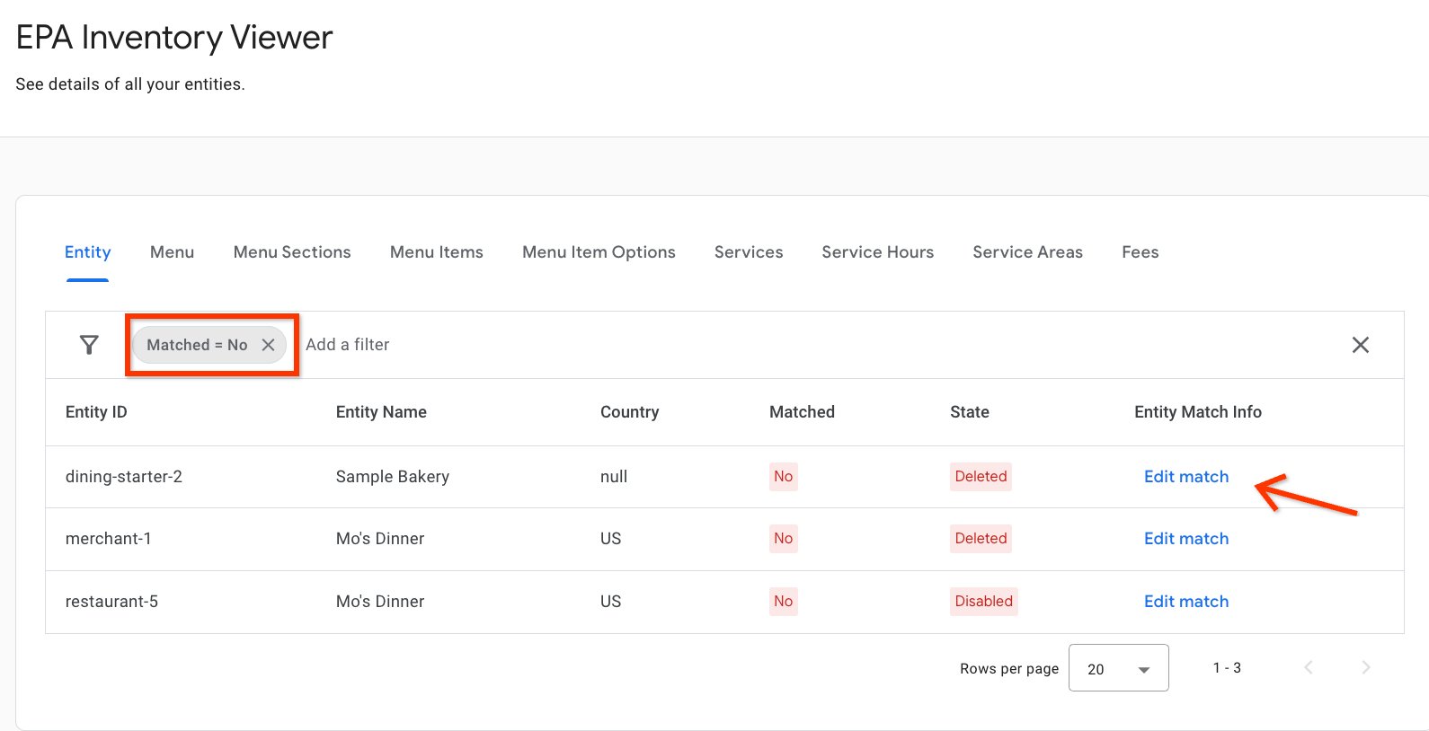 The Edit Match button located on Inventory View