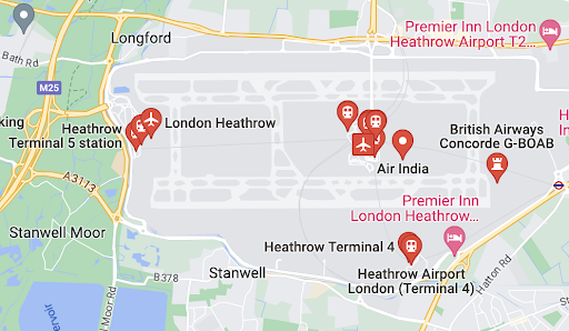Heathrow map Map of Heathrow airport