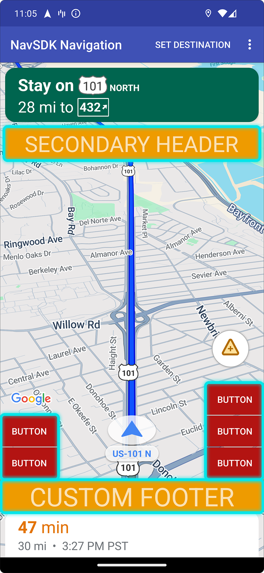 Custom control positions for portrait orientation.