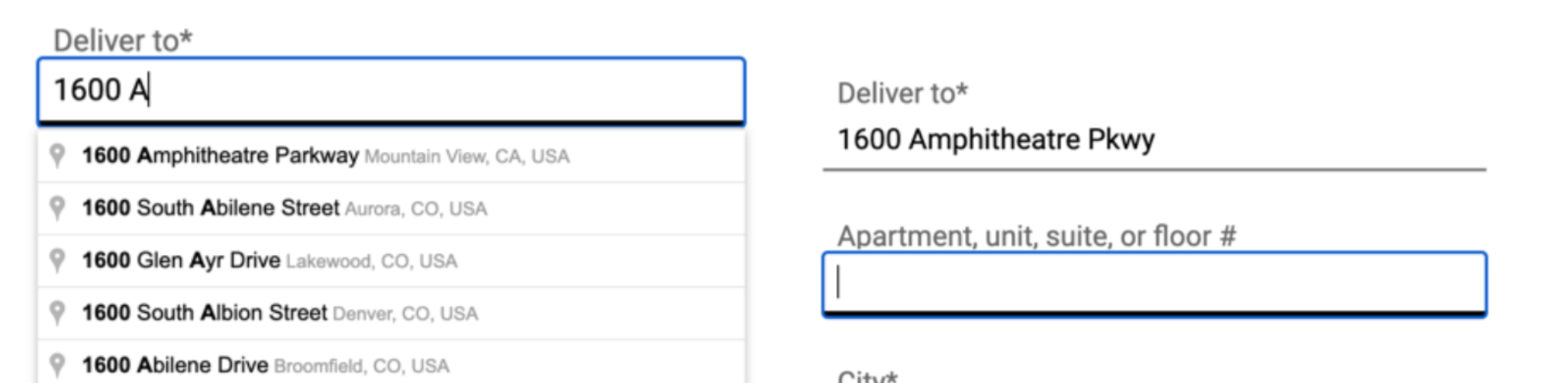 Autocomplete end user address