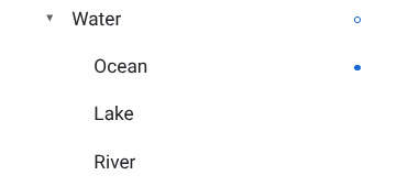 Blue dot and blue circle that indicate a custom style and the parent style