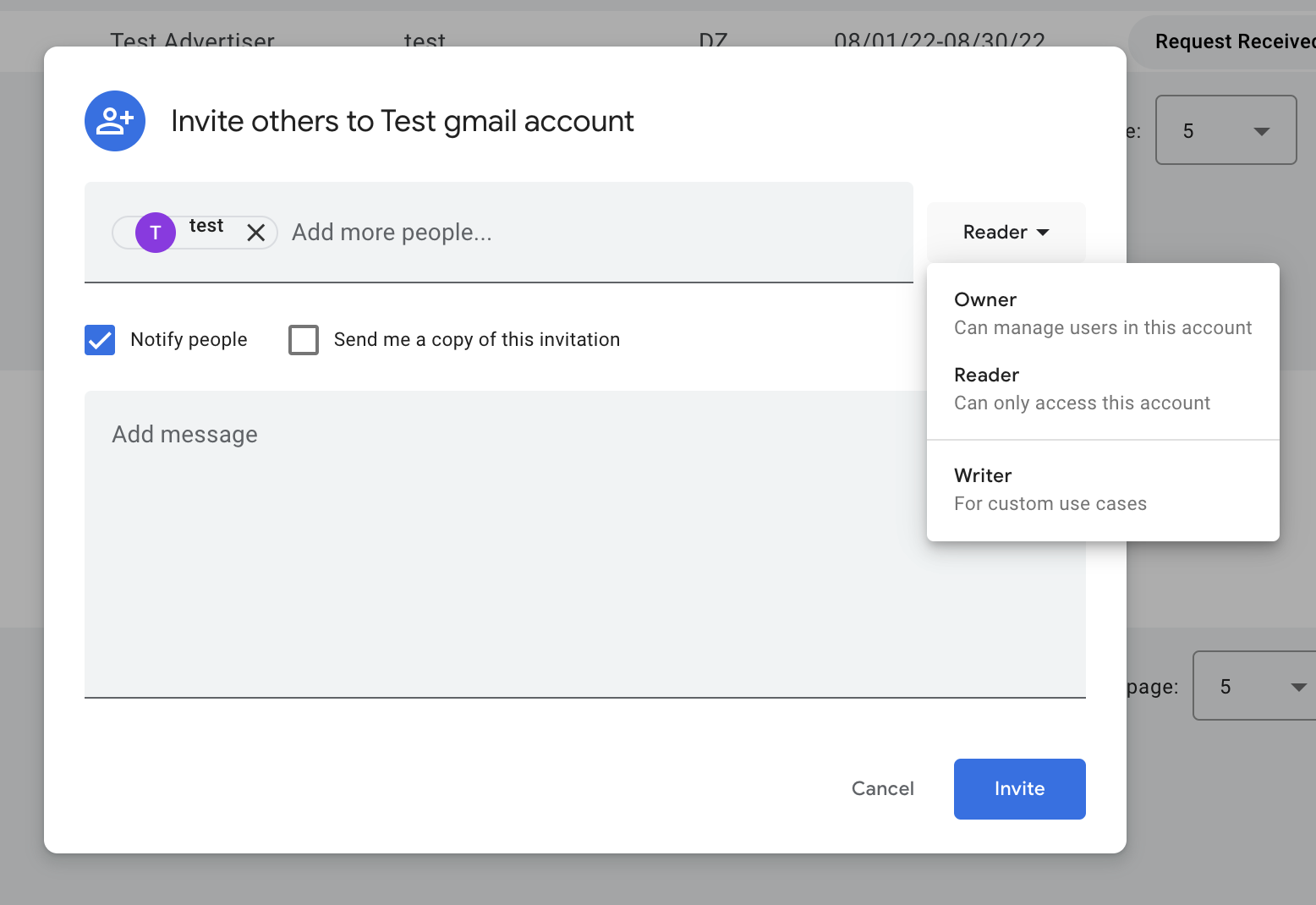 Add email and permissions