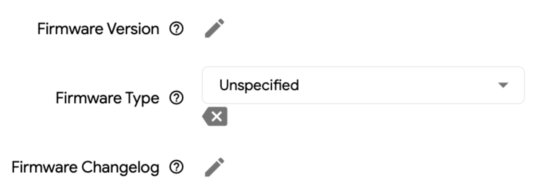 The Device Console configuration option to enable Firmware Versions. Example