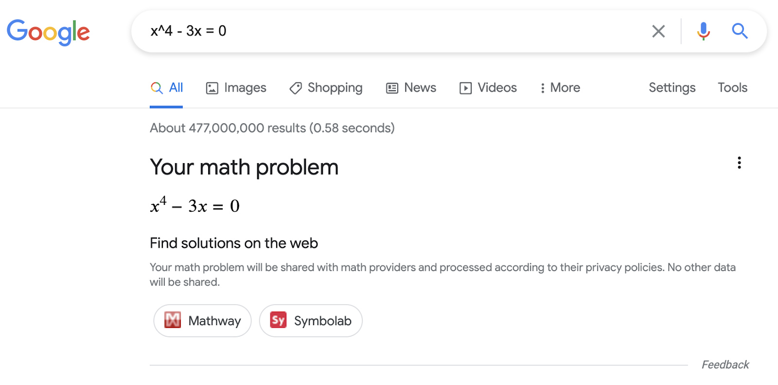 Math solvers rich result on Google Search Math solvers rich result on Google Search